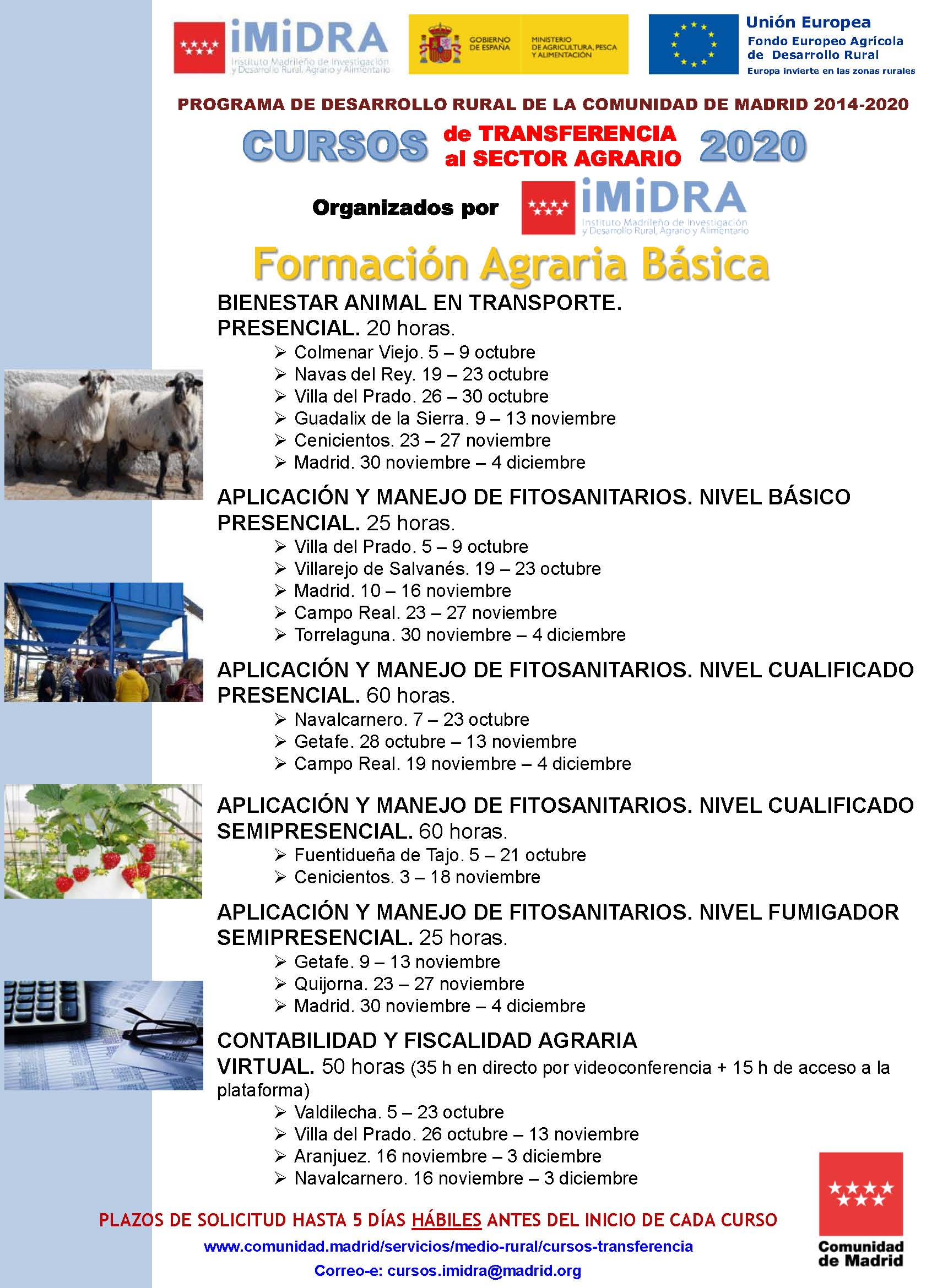 Cartel cursos formacion agraria basica IMIDRA 2020
