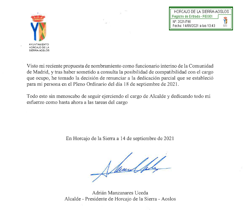Nota informativa alcalde